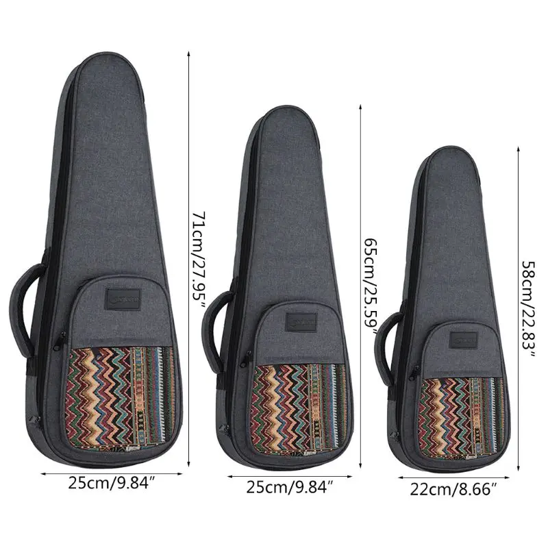 21/23/34/26" Ukulele Bag Bohemian Style Knitted Backpack Carry Case Storage Bag Q6PB