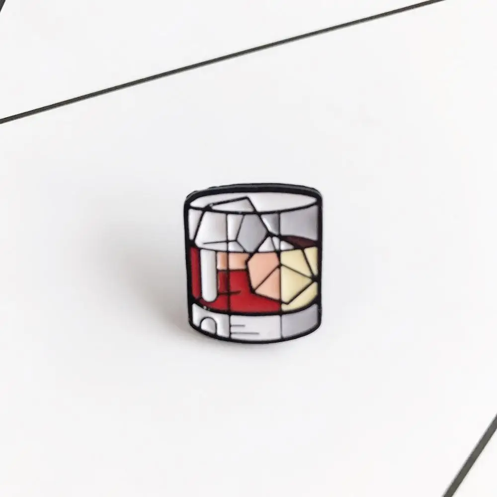 Whisky with Ice Cube Enamel Pin Strong Wine Brooch Backpack Clothes Lapel Delicious Drink Jewelry Gift for Alcoholic Drinker enamel pins pin brooches clothing brooch enamel brooches