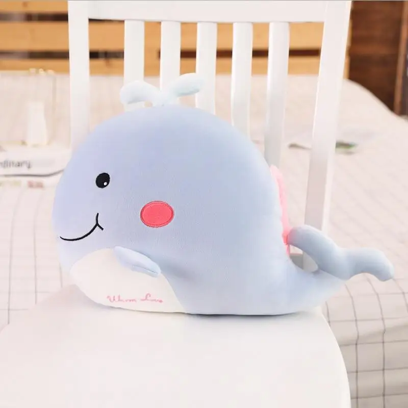 30 см Kawaii плюшевая подушка динозавр игрушки плюшевая КИТ свинья Пингвин ручная грелка Детские куклы игрушки подарки на день рождения для детей - Цвет: blue whale