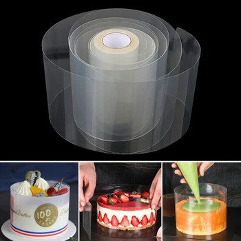 

8cm 10cm DIY Cake Decorating Tools Surrounding Edge Wrapping Tape Transparent Clear Mousse Baking Cake Dessert Collar
