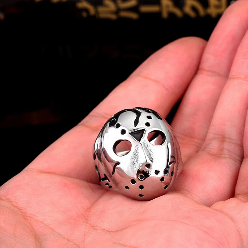 Black Friday Killer Jason Mask Ring Men's Stainless Steel Punk Ring Male Hip Hop Biker Jewelry Creativity Gift finger ring stainless steel ring