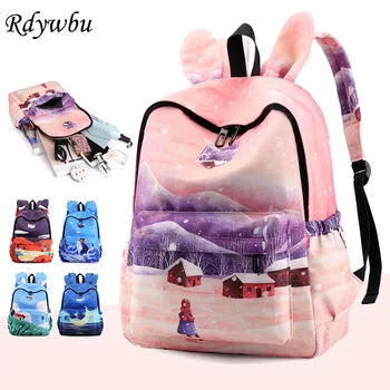 

Rdywbu Landscape Full Printing Backpack Original Design Women Casual Nylon Backpack School Bags For Teenager Girls Sac B256