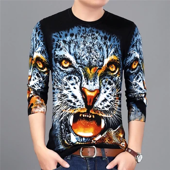 

2020 Spring Animal Printed Sweater Men Slim Fit Pull Homme Chompas Hombre Men Clothes Sweater Fashion Pullover Erkek Kazak