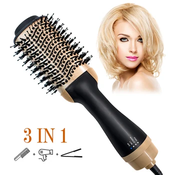 

3 in 1 One Step Hair Dryer And Volumizer Hot Air Dryer Fast Styling Straightener & Curler Styler Salon Hair Dryer Hot Air Brush