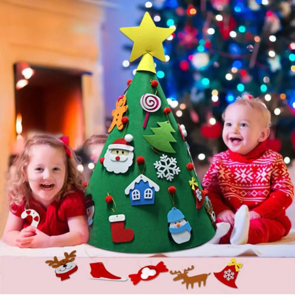 Рождество Монтессори игрушки DIY рождественская елка Снеговик ремесло игрушка Большой Войлок Ткань Конус поддельные рождественские деревянные товары ручной работы