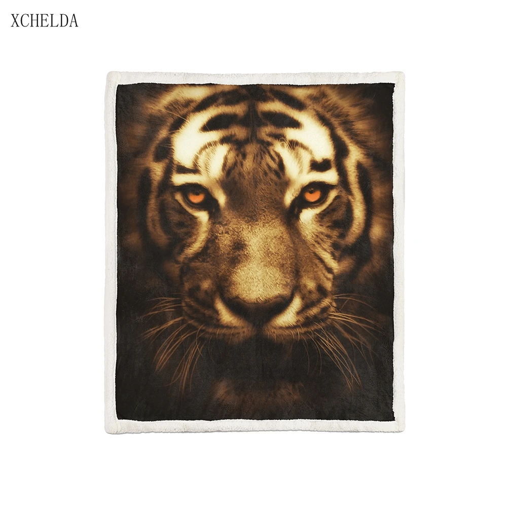 

Tiger Microfiber Fabric Throw Blankets Sherpa Fashion Animal Print Weighted Fuzzy Blanket for Bed Sofa Couch Home Textiles