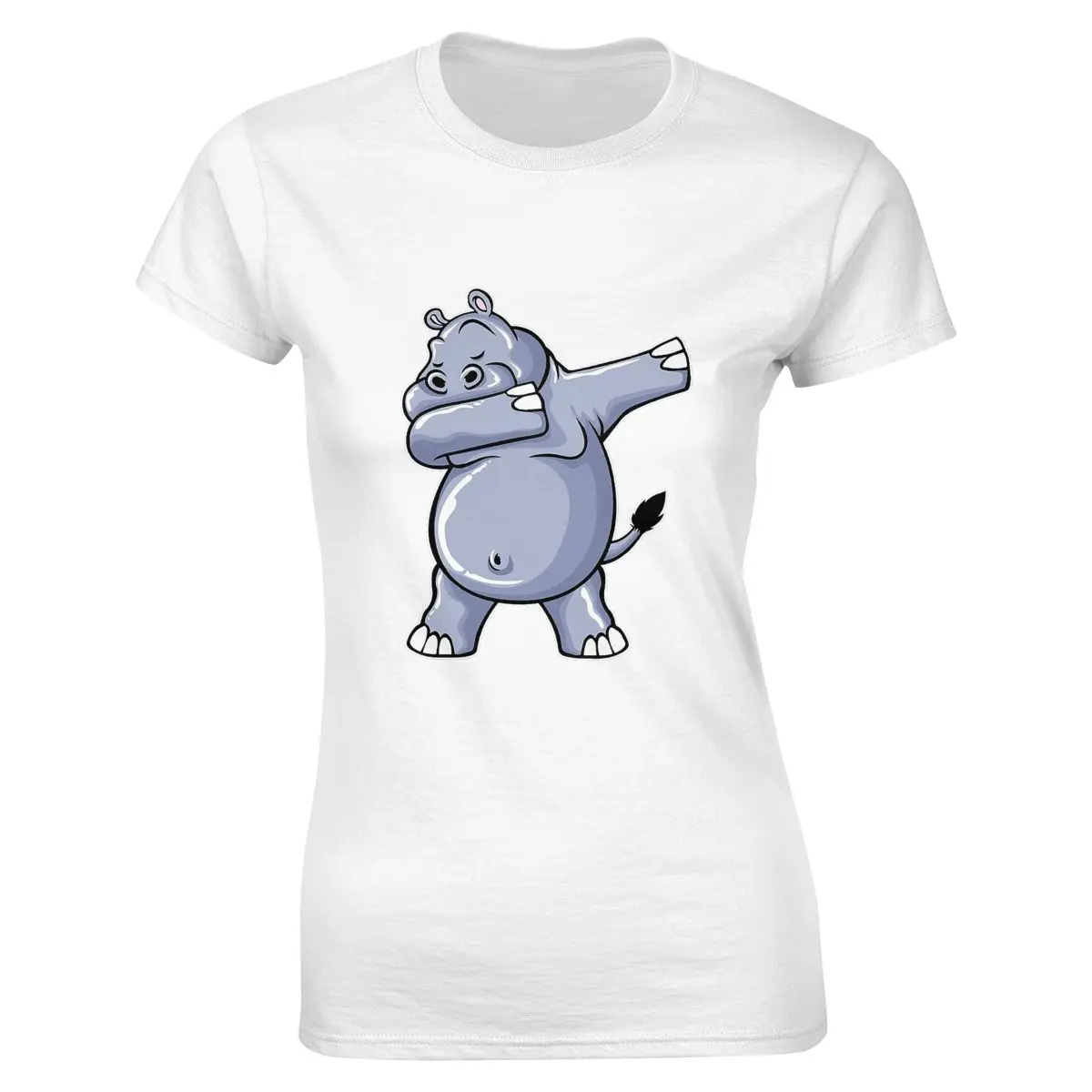 

Dabbing Hippo Shirt Women T-shirt Tees Print Casual Cotton O-neck Short Summer Regular Ages 18-35 Years Old Top O-neck Worsted