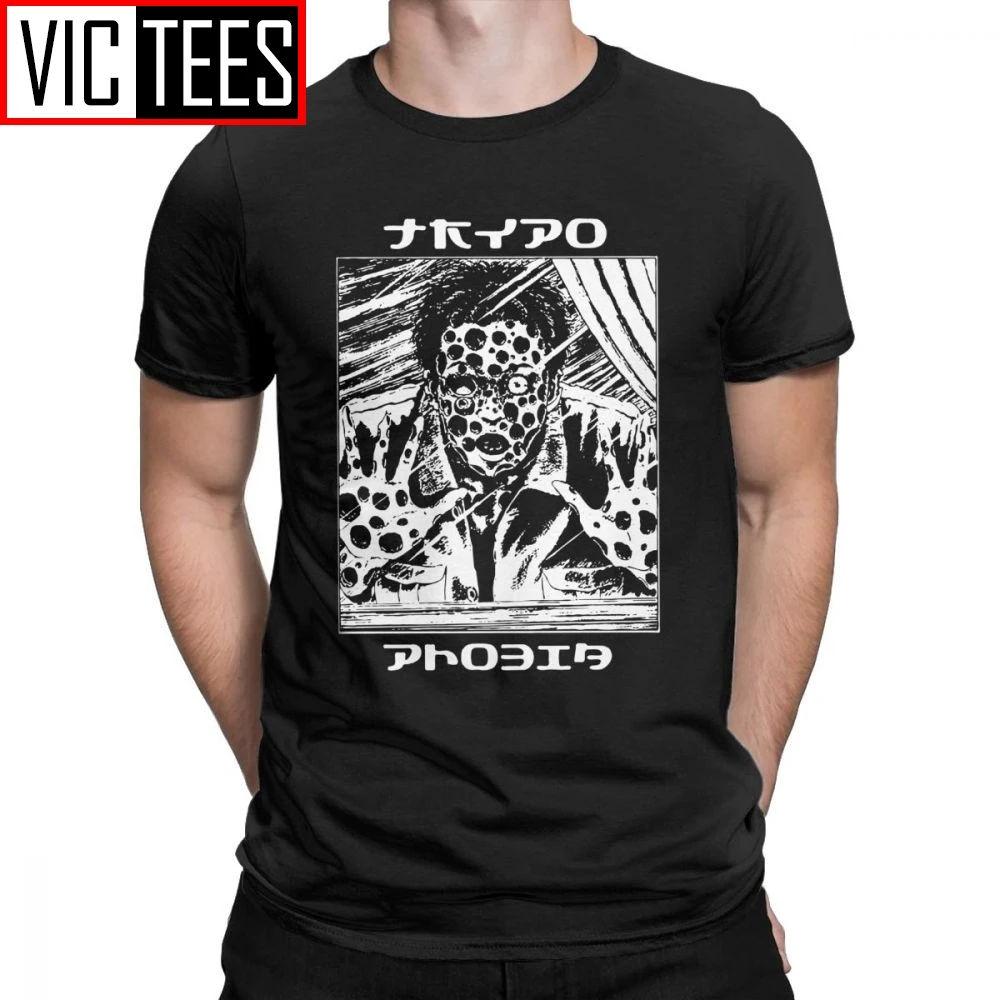 Мужская японская аниме манга ужас мужские футболки Junji Ito 100% хлопковая одежда