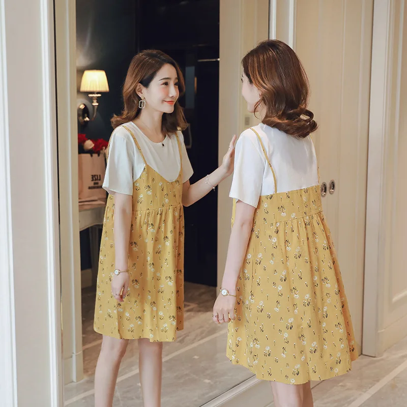 

Maternity Clothes 2019 Summer New Style Korean-style Fashion Fake Piece Small Floral Pregnant Women Nursing Dress Nursing Clothe