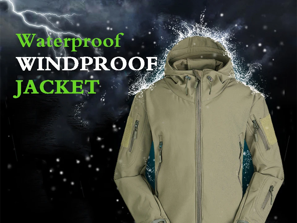 Camouflage Coat Shark Skin Softshell Military Tactical Jacket Men Waterproof Coat Camouflage Jacket Hooded Army Camo Clothing