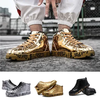 

Men Fashion Shoes Couples High-top Lacquered Leather Fashion Sneakers Shoes casual shoes men sneakers sport shoes men