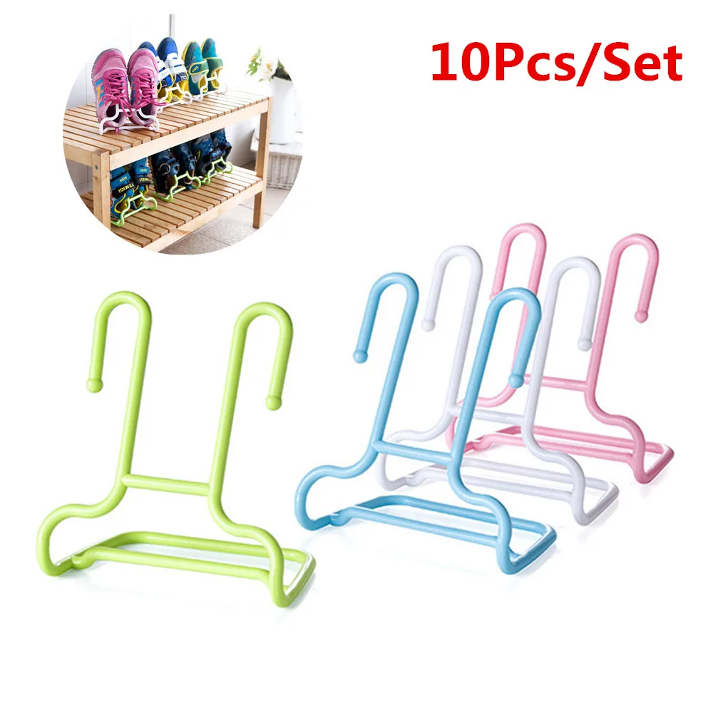 

10PCS/Set Storage Shoe Rack Multi-Function Shelf Drying Rack Shoe Rack Stand Hanger Children Kids Shoes Hanging Pink White