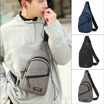 

Men's Shoulder Bag Sling Chest Pack Canvas USB Charging Sports Crossbody Handbag