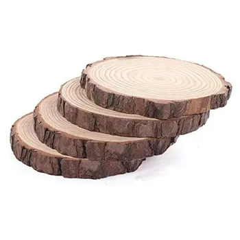 

Ring Wood Chips 4 Pcs 5-6 Inch, Wooden Circles with Bark for DIY Crafts Centerpieces & Paintings