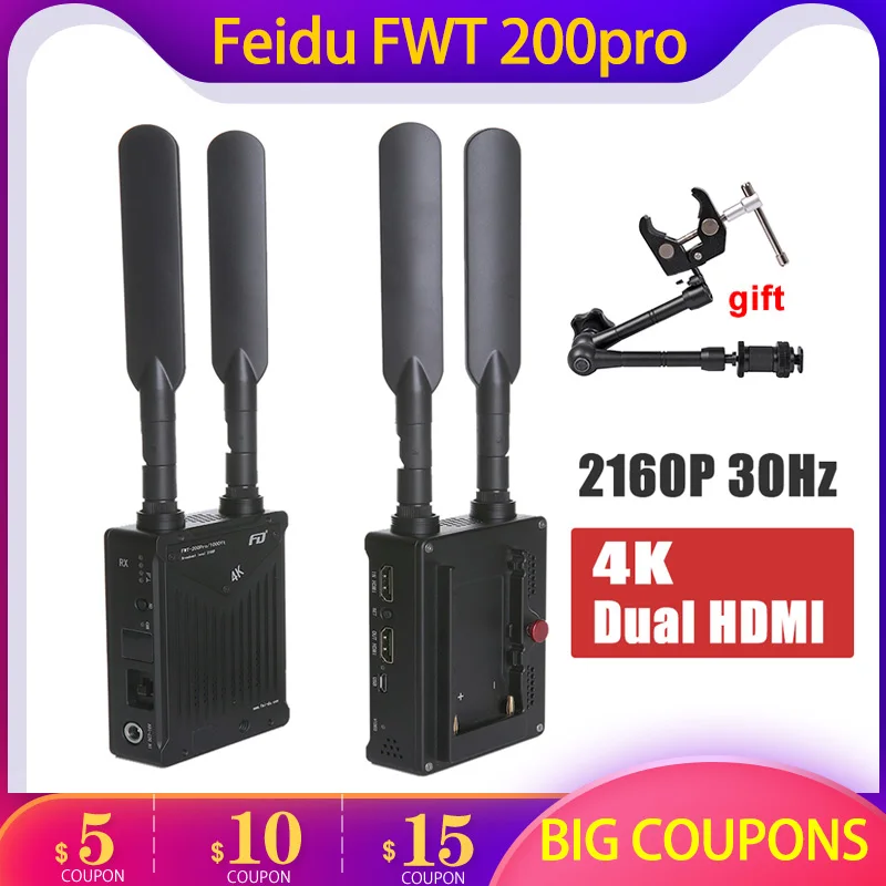Feidu FWT 200pro 4K двойной HDMI Беспроводная передача 2106P 30Hz HD изображения видео передатчик приемник для Canon Nikon sony камеры