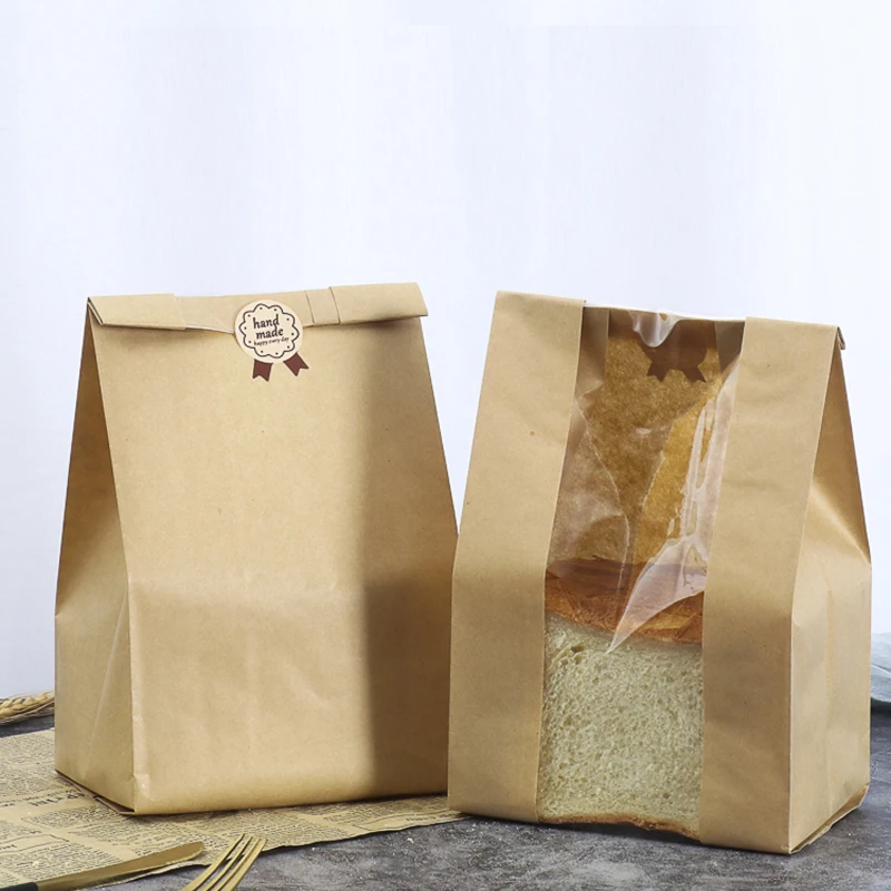 30 Pack Kraft Paper Bread Bags with Transparent Window – Food-Grade Bakery Pouches for ... - SKU KPBB1544 - UGI Packaging