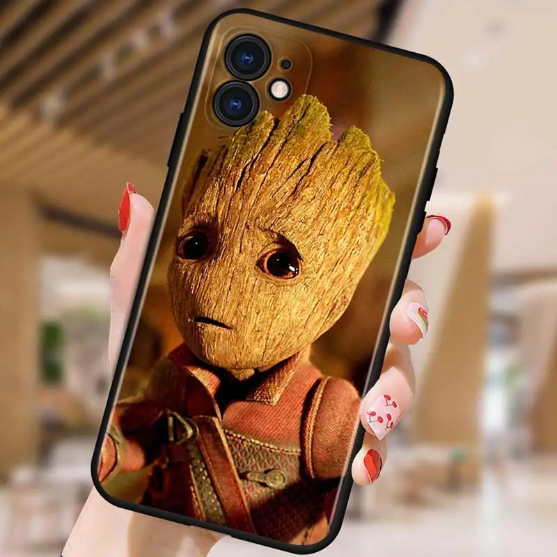 Groot Marvel Avengers for Apple iPhone 12 Pro Max Mini 11 Pro XS Max X XR 6S 6 7 8 Plus 5S SE2020 Soft Black Phone Case best iphone 12 mini case