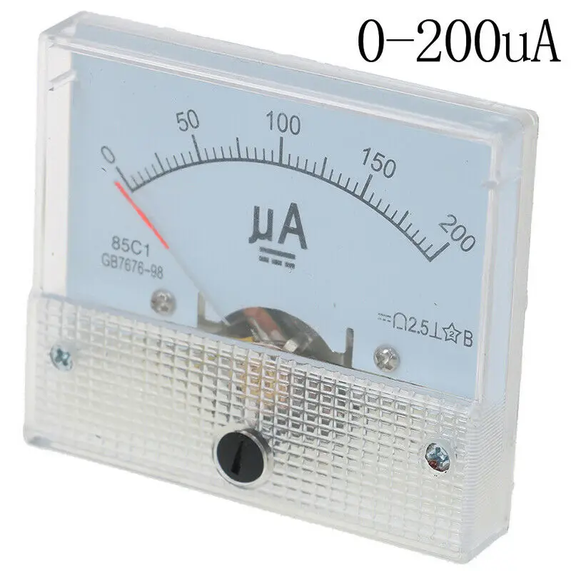 

White DC Analog Pointer Current Meter Panel 50uA 100uA 200uA 300u Ammeter Parts