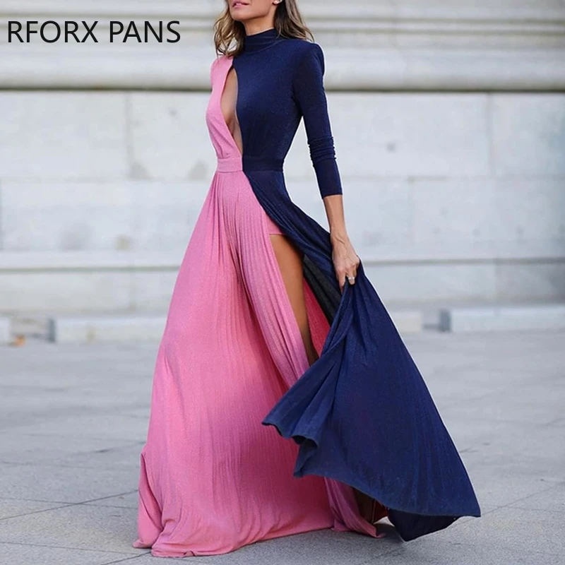 

Beaded Embellished Mesh Patchwork Slit Dress