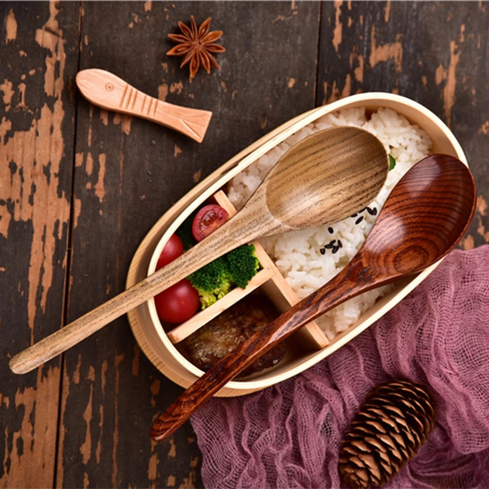 2 Holzlöffel Zum Kochen & Servieren – 22,9 Cm, Extra Langer Griff, Japanischer Stil