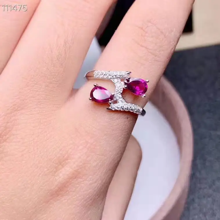 Natural gemstone Pakistan natural Garnet Ring 925 silver 4x6mm | Украшения и аксессуары