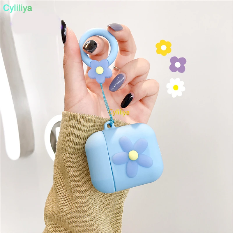 50pcs 6styles Flower Silicone Case Soft For Bluetooth Earphone Case Wireless Earbuds carrying storage case party favor