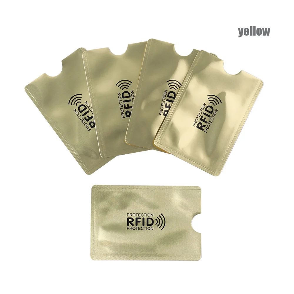 Style 2-yellow 5 шт., защита от кражи для RFID, защита для кредитных карт, блокировка, держатель для карт, рукав, кожаный чехол, Защита, Чехол для банковских карт, новинка - Цвет: Style 2-yellow