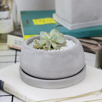 

Concrete Flower Pot mold silicone Round design Molds for cement garden, green plant container diy