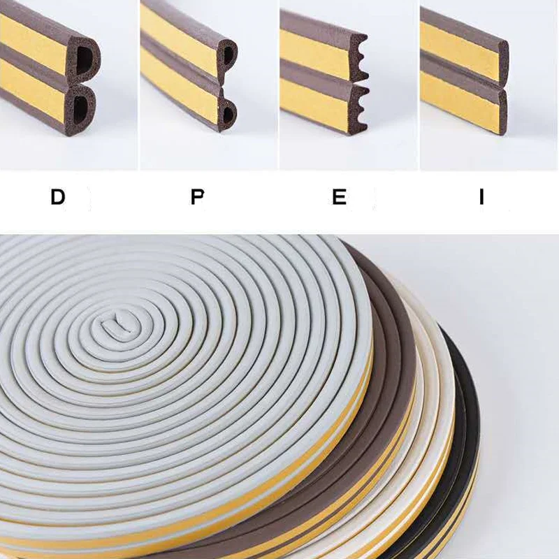 Self-adhesive Door and Window Sealing Strip Glass Window Anti-collision Rubber Strip Foam Sound Insulation 2.5mx2 D/I/P/E,door seal strip,sealing strip tape,window seal strip,sealing tape,rubber seal strip,rubber door weatherstripping,door weatherstripping,sealing strip