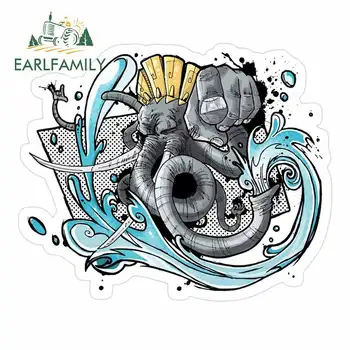 

EARLFAMILY 13cm x 10.9cm for Ganesh Addict Elephant Car Stickers Scratch-proof Custom Printing Waterproof Decal Decoration