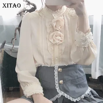 

XITAO White Floral Blouse Fashion New Women 2020 Spring Vintage Full Sleeve Elegant Small Fresh Loose Minority Shirt DMY2813
