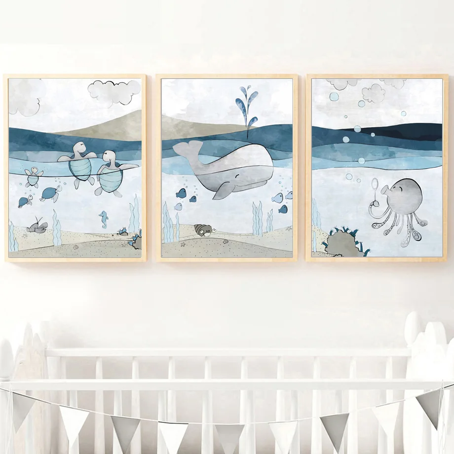 Настенная картина с изображением Кита Дельфина моря постеры и принты на холсте в