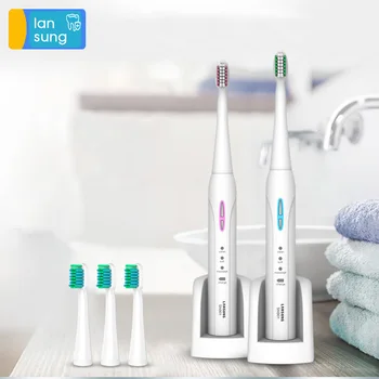 

Lansung Sonic Electric Toothbrush 901 Adult Timer Brush 3 Mode Wireless harger Rechargeable Tooth Brushes Replacement Heads Set