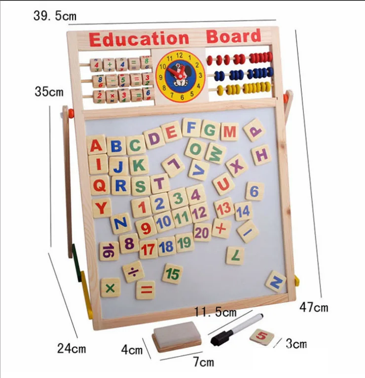

Multi-functional Wooden Magnetic Black/White Board Drawing Board Multi-functional BoYshelf Wooden Educational Toys