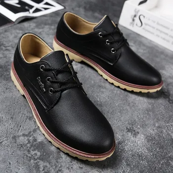 

Autumn 2019 Men's Casual Leather Shoes Fashion Men's Shoes Waterproof Breathable Men Flat Shoes Outdoor Men Work Shoes
