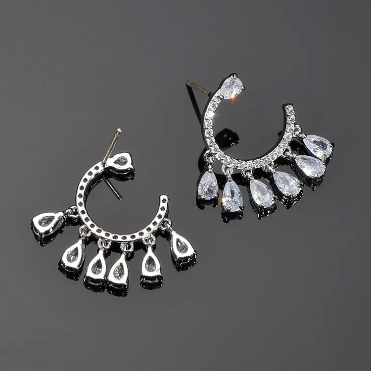 New Style Earrings AAA Zircon Stud Earrings 925 Sterling Silver Pin Cool Fashion Trendy Earrings