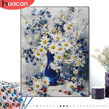

HUACAN Coloring By Numbers Flowers HandPainted Drawing Canvas Pictures Kits DIY Home Decoration Gift