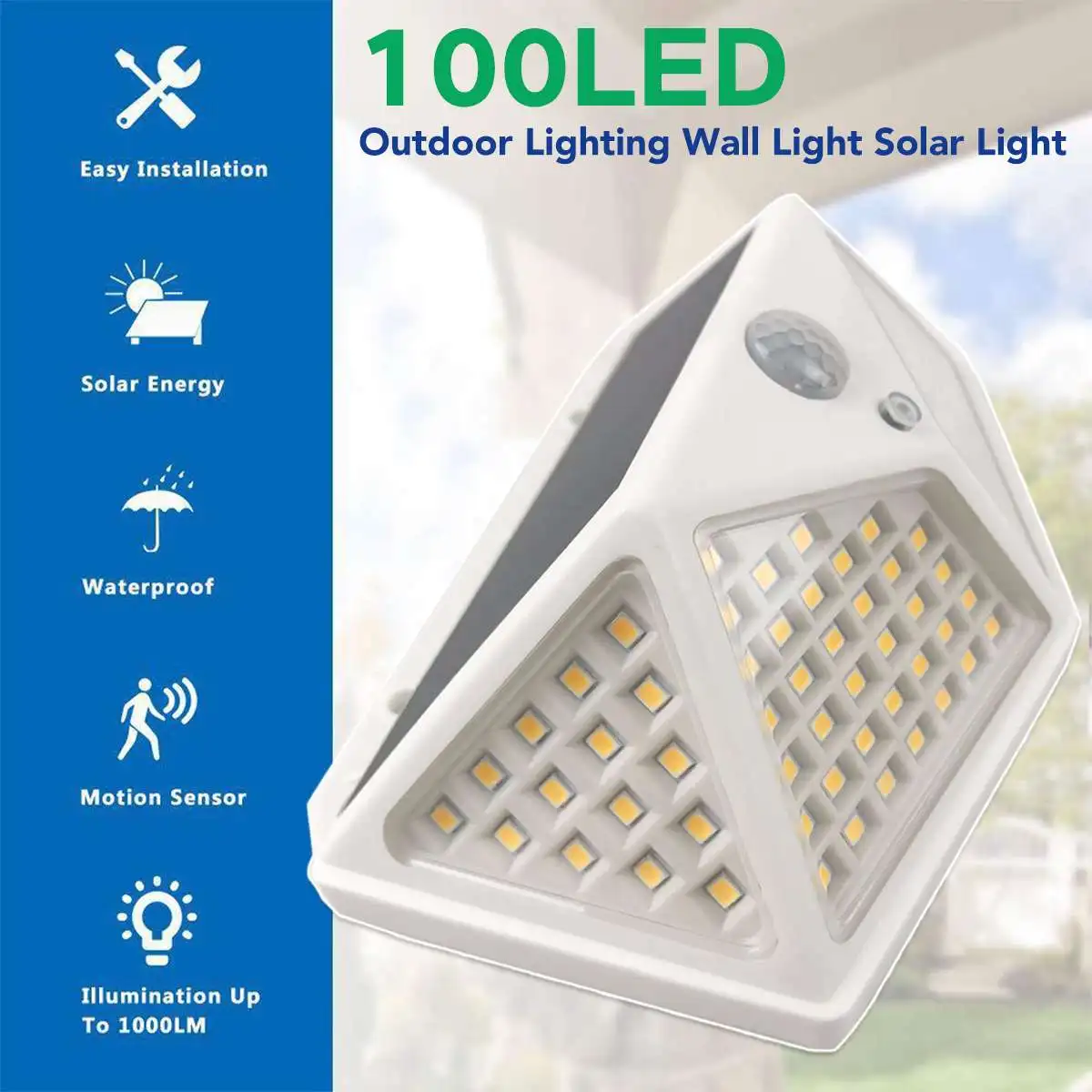 

LED Solar Power 100 LED Outdoor Solar Lamp PIR Motion Sensor Wall Light Waterproof Solar Powered Sunlight for Garden Home Decor