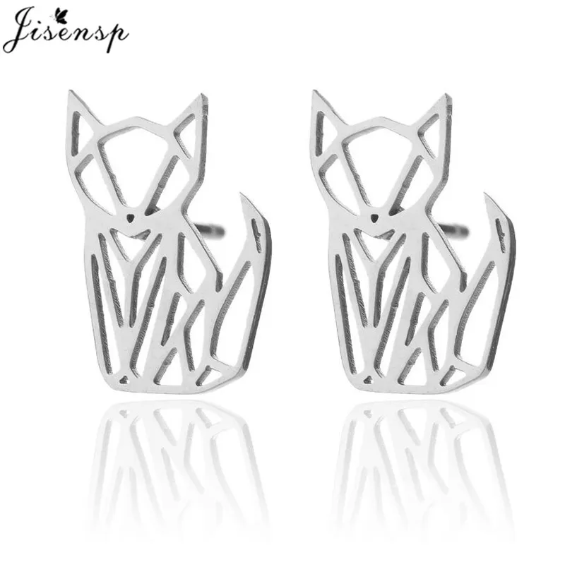 Niedliche Katzenohr-Ohrringe, Modische Origami-Katzen-Ohrstecker für Frauen, Schwarze Fuchs- und Hundepfoten-Ohrringe, Minimalistischer Schmuck für Mädchen – Detail 23
