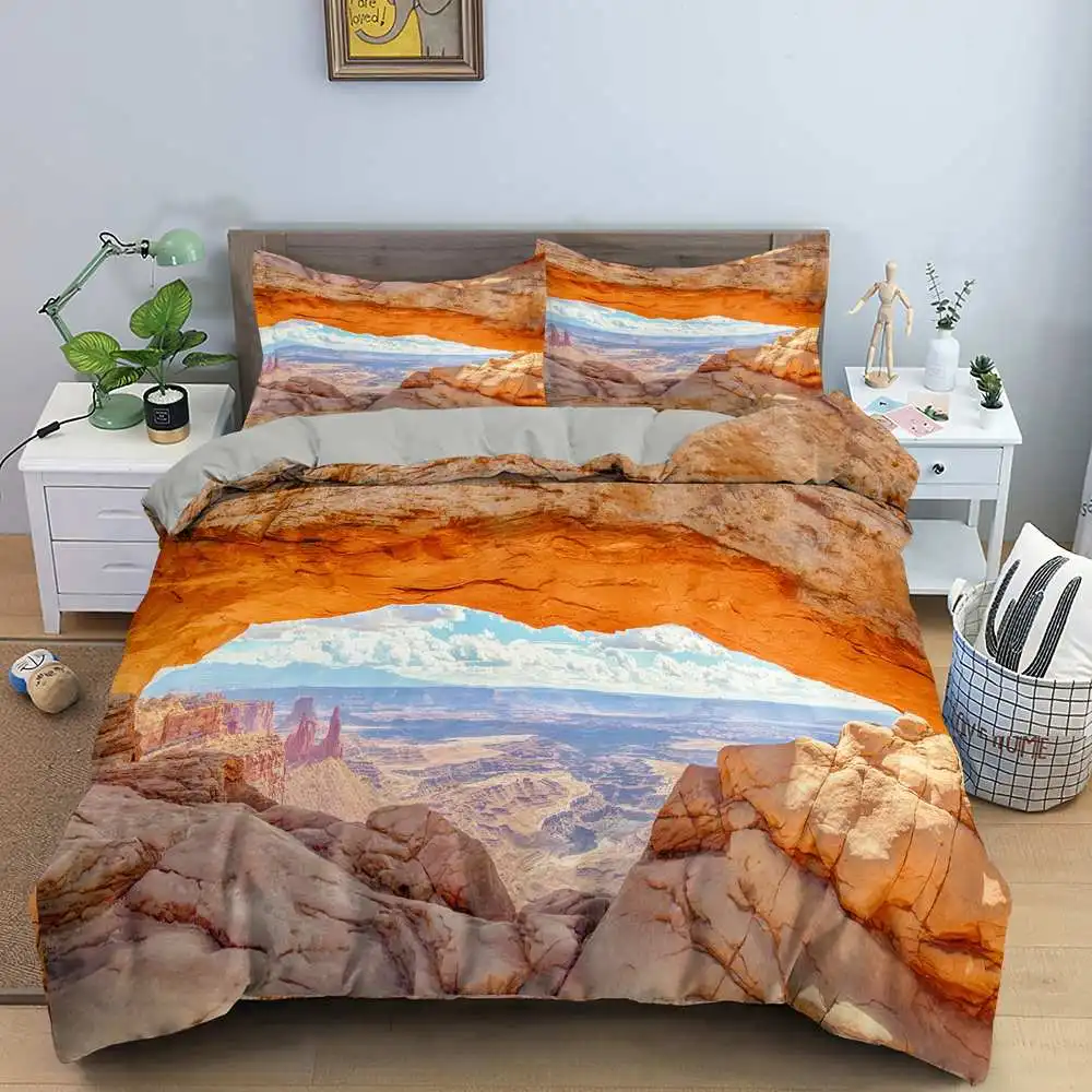 3D Landscape Bedding Set, Super Soft Duvet Cover com fronhas