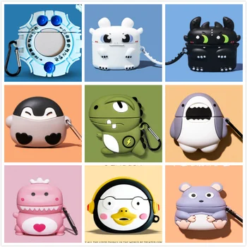 

3D Cartoon Dog Earphone Case For Airpods Pro Case Silicone Stitch Dinosaur Earpods Cover For Apple Air pods Pro 3 Cases Keychain