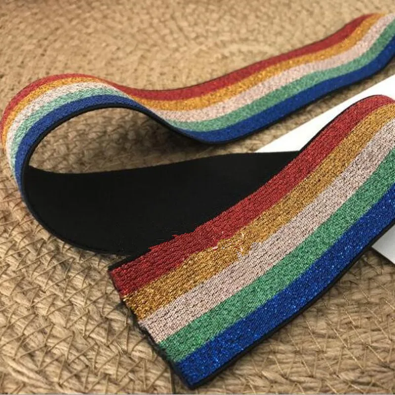 Плотная эластичная лента радужного цвета высококачественный плоский эластичный