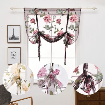 

Tulle Kitchen Curtains Short Roman Curtains For Living Room Bedroom Floral Sheer Soft Panel Home Decor Window Curtains 12 Sizes