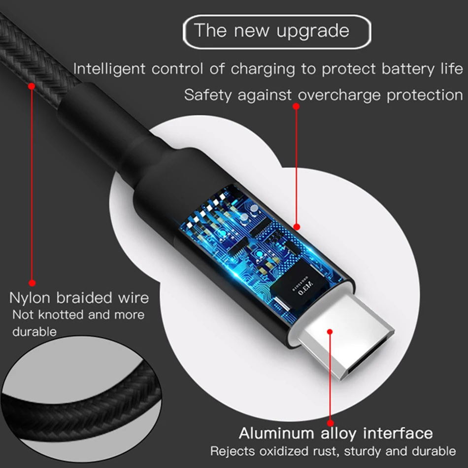 Кабель Micro USB для быстрой зарядки интеллектуальное отключение питания usb кабель