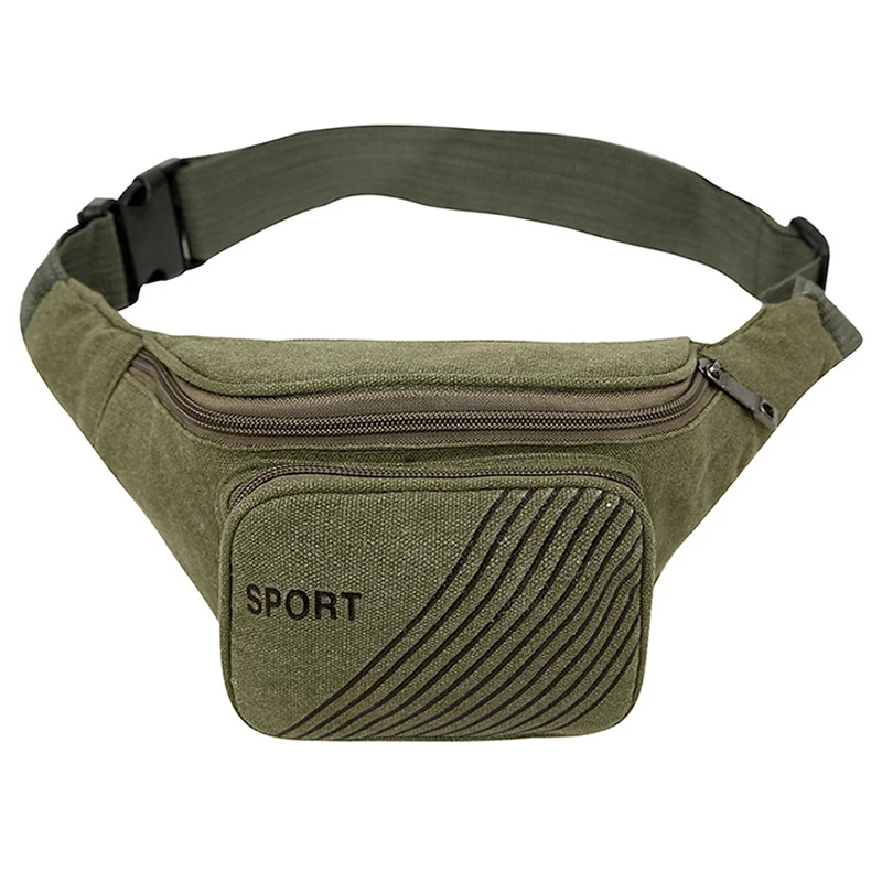 

MONNET CAUTHY New Bags Men Leisure Fashion Canvas Zipper Waist Pack Solid Color Army Green Khaki Black Multifunctional Chest Bag