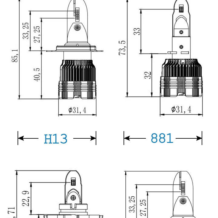 Головной светильник h7 светодиодные лампы h4 h11 H1 H3 9005 9006 HB3 HB4 9012 9004 9007 H13 фар лампада 12V Мини ETI h7 Светодиодные Автомобильные светильник лампочка 6000K