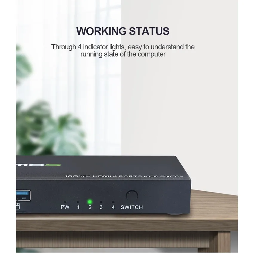 TZT для 4 портов HDMI KVM коммутатор 4 в 1 выход для 4K x 2K Поддержка 18 Гбит/с/HDMI 2,0/HDCP 2,2 AM-KVM401