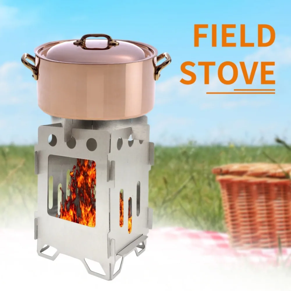 DIY Portable Wood Burning Camping Stove Lightweight Stainless Steel Backpacking Stove For Outdoor Cooking Camping Hiking