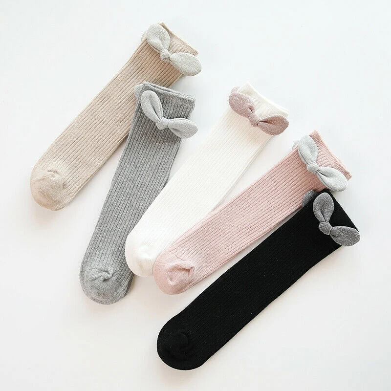 Kids Bow Long Socks Knee High Solid Newborn Baby Girl Boy Infant Toddler Socks Autumn Winter Warm Children Cute Lovely Gifts New