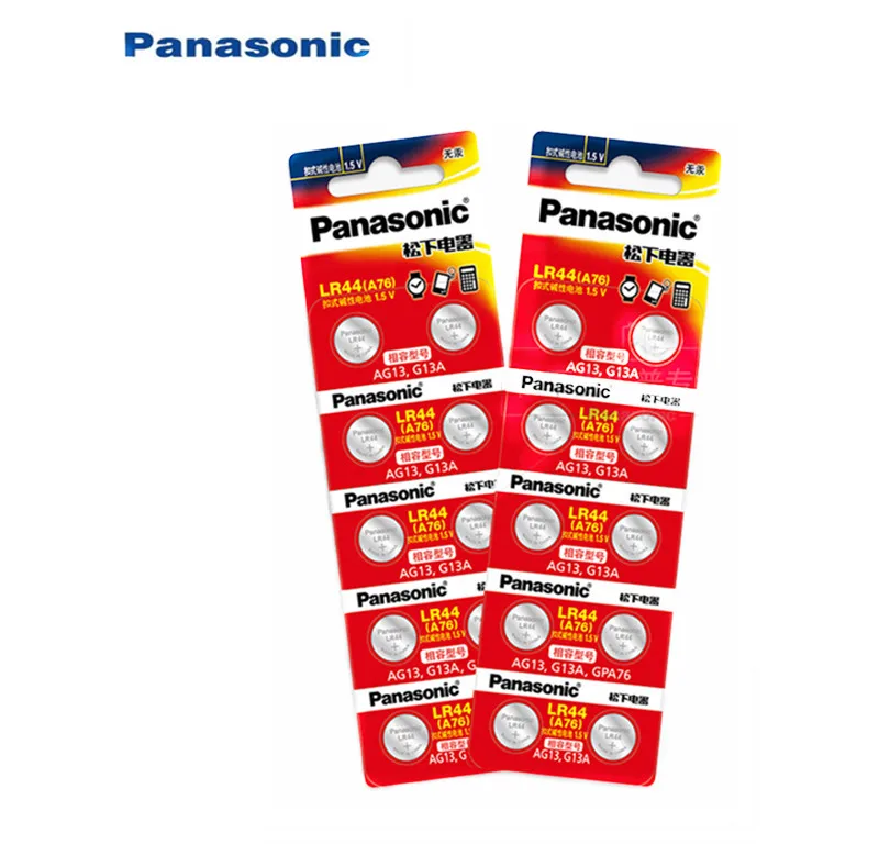 20 штук Батарея для цифрового фотоаппарата Panasonic LR44 A76 AG13 G13A LR44 LR1154 357A SR44 1,5 V литиевые плоские батареи Миниатюрный элемент питания